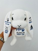 בובת תעודת לידה דגם ארנב באני לבן 30 ס״מ