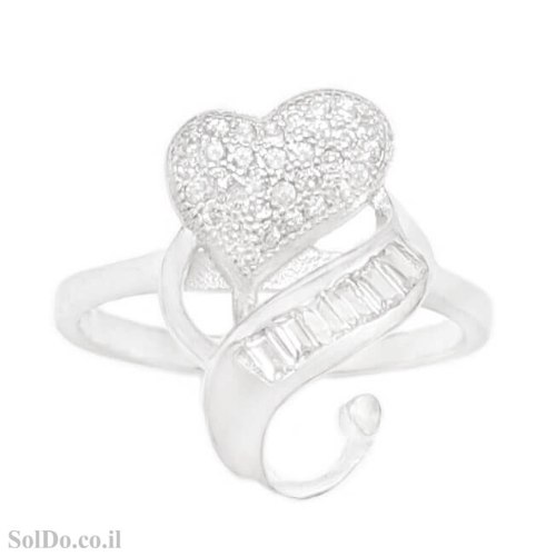 טבעת מכסף לב משובצת אבני זרקון  RG6308 | תכשיטי כסף | טבעות כסף