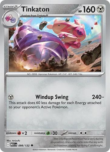 קלף בודד single פוקימון - tinkaton - Mega Evolution - 098/132