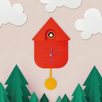 שעון מטוטלת קוקייה עם מנגנון שקט Cuckoo Clock – אדום - מארז לא מושלם