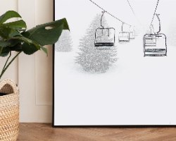 תמונת קנבס הדפס מינימאליסטי רכבל לתוך הסופה | בודדת או לשילוב בקיר גלריה | תמונות לבית ולמשרד