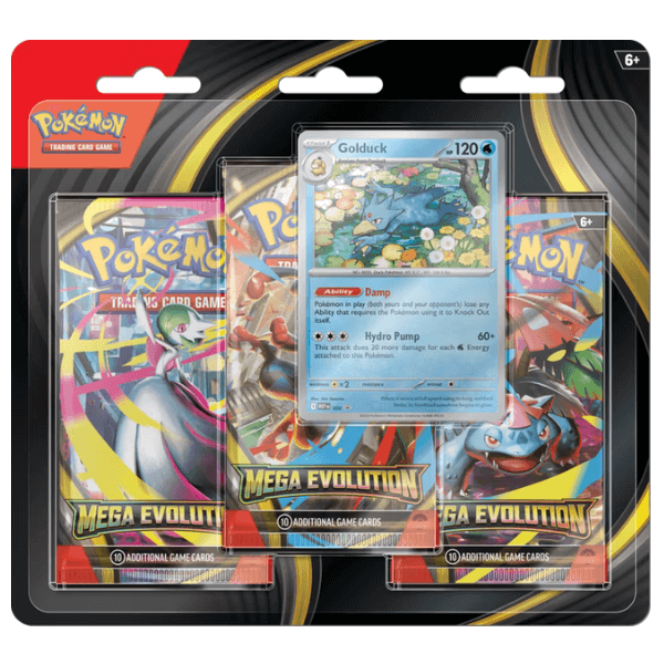 Pokemon TCG: Mega Evolution 01 Golduck 3-Pack Blister קלפי בליסטר מגה אבולושן