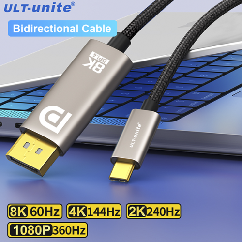 כבל תצוגה ULT-unite Bidirectional DisplayPort 1.4 to USB-C Cable 4K-8K@60Hz HDR