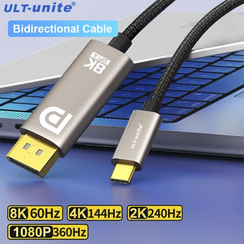כבל תצוגה ULT-unite Bidirectional DisplayPort 1.4 to USB-C Cable 4K-8K@60Hz HDR