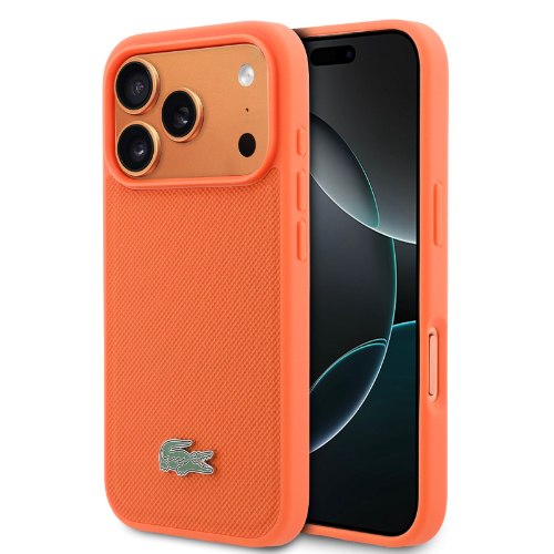 כיסוי סיליקון LACOSTE מקורי לאייפון IPHONE 17 PRO  עם תמיכה ב MagSafe – כתום
