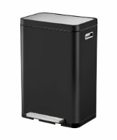 פח אשפה עם דוושה Eko X-Cube 45L – פח שחור מלבני עם מכסה כסוף, דוושה וידית צד