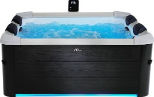 ג'קוזי 6 מקומות ישיבה MSPA Frame Oslo F-OS063W – ג קוזי מלבני אפור כהה עם מים כחולים מבעבעים ותאורת בסיס