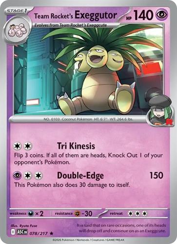 קלף בודד single פוקימון - team rocket's exeggutor - Ascended Heroes - 078/217