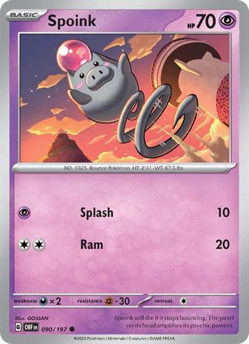 קלף בודד single פוקימון - spoink - Obsidian Flames - 090/197