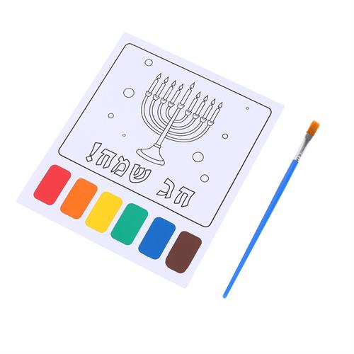 5 דפי צביעה לחנוכה עם צבעים ומכחול