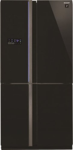 מקרר 4 דלתות מקפיא תחתון 610 ליטר Sharp SJ-FS85V - זכוכית שחורה