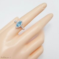 טבעת מכסף משובצת אבן טופז כחולה  ואבני זרקון RG1733 | תכשיטי כסף 925 | טבעות כסף
