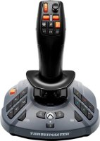 בקר טיסה Thrustmaster SimTask Farmstick Xbox/PC – ג ויסטיק בצבע אפור כהה ושחור עם כפתורים בצבעים שונים מונח על רקע לבן