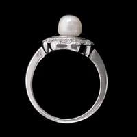 טבעת משובצת פנינה לבנה וזרקונים RG1857 | תכשיטי כסף | טבעות כסף