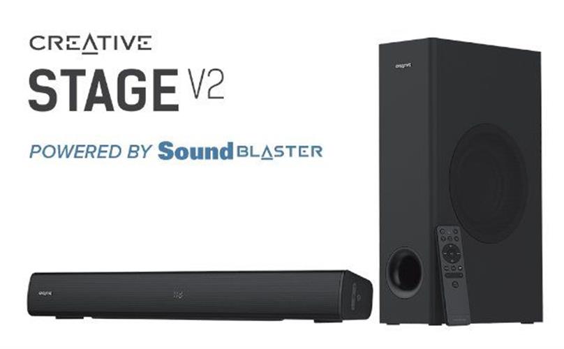 רמקולים CREATIVE STAGE V2 2.1 SOUNDBAR+SUBWOOFER BT 5.0 160W ARC