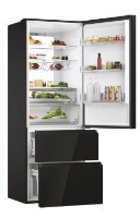 מקרר 3 דלתות האייר 483 ליטר Haier HTW7720DNG זכוכית שחורה