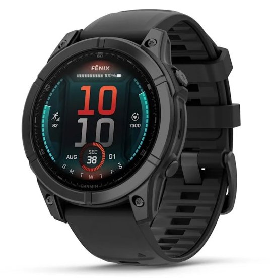 גרמין פניקס E שעון חכם Garmin Fenix E AMOLED 47mm אפור צפחה פלדה עם רצועת סיליקון שחורה