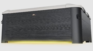ג'קוזי 6 מקומות ישיבה MSPA Frame Oslo F-OS063W – ג קוזי אפור כהה עם דפנות בטקסטורת עץ ותאורה צהובה מתחת