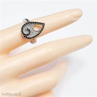 טבעת מכסף משובצת אבני זרקון שחורות ולבנות RG6059 | תכשיטי כסף | טבעות כסף
