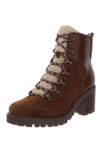 TOMMY HILFIGER Womens Brown Booties