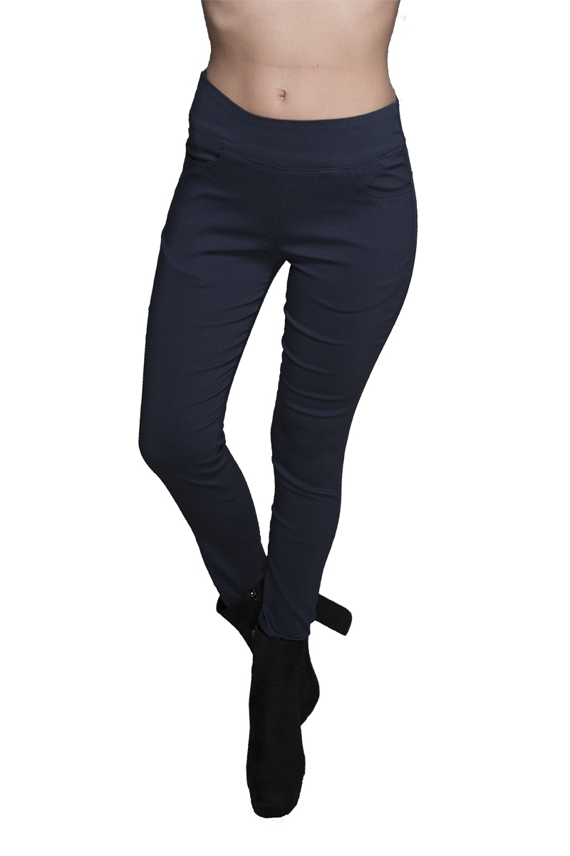 מכנס צמוד ללא רוכסן וללא כפתור בצבע כחול