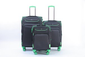 סט 3 מזוודות  בד איכותיות שחור\ירוק