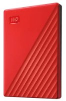 כונן קשיח חיצוני צבע אדום Western Digital My Passport 6TB – כונן קשיח אדום בעל טקסטורה אלכסונית וסמל WD בפינה USB