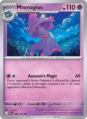 קלף בודד single פוקימון - mismagius - Ascended Heroes - 086/217