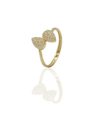 טבעת זהב │ טבעת טיפות  משובצים בזירקונים