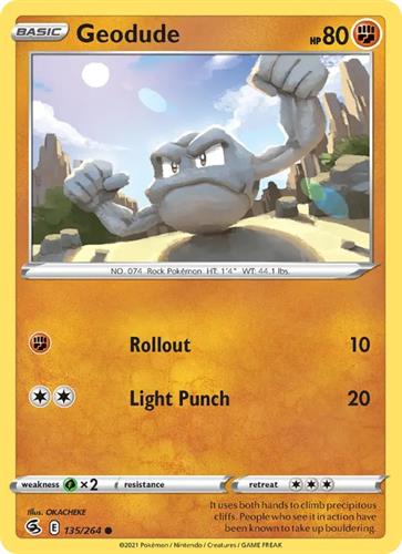 קלף בודד single פוקימון - geodude - Fusion Strike - 135/264