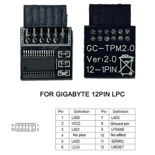 TPM 2.0 Module GIGABYTE 12 PIN LPC