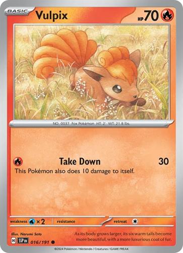 קלף בודד single פוקימון - vulpix - Surging Sparks - 016/191