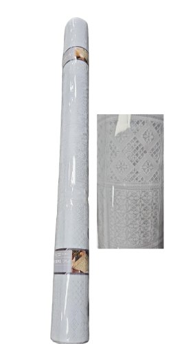גליל תחרה 7 דנטל פרח גדול לבן  1.4×20 מטר.