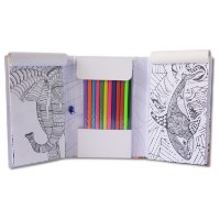 חיות - ערכת צביעה + 12 עפרונות צבעוניים