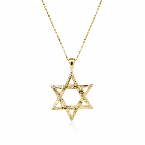 שרשרת ותליון מגן דוד לגבר עם יהלומים