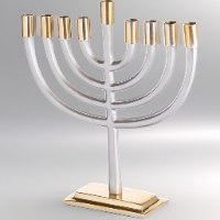 חנוכייה לנרות אלומיניום מהודרת עם קנים זהב