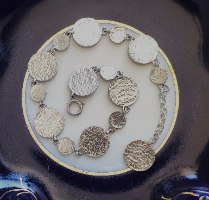 צמיד יד או קרסול מטבעות מרוקעים מכסף 925
