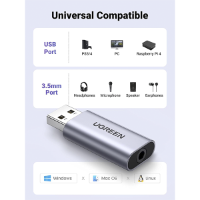 מתאם כרטיס קול חיצוני UGREEN Sound Card 2-in-1 USB Audio Interface External 3.5mm Audio Adapter