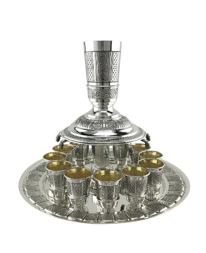 מחלק יין 10 גביעים  דגם מדלן מכסף טהור