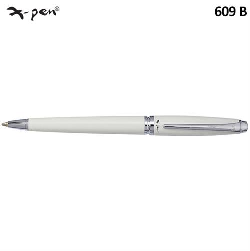 עט רגטה כדורי בגימור לבן מבריק + כסף  X-Pen Regatta   דגם XP-609b