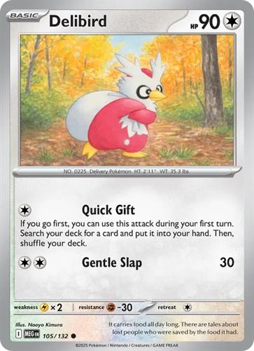 קלף בודד single פוקימון - delibird - Mega Evolution - 105/132