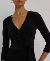 LAUREN RALPH LAUREN Women's Dress Sz 10 Surplice Jersey Dress Black