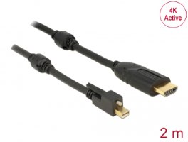 כבל מסך אקטיבי Delock Active Mini DisplayPort 1.2 to HDMI Cable with screw 4K 30 Hz 2 m