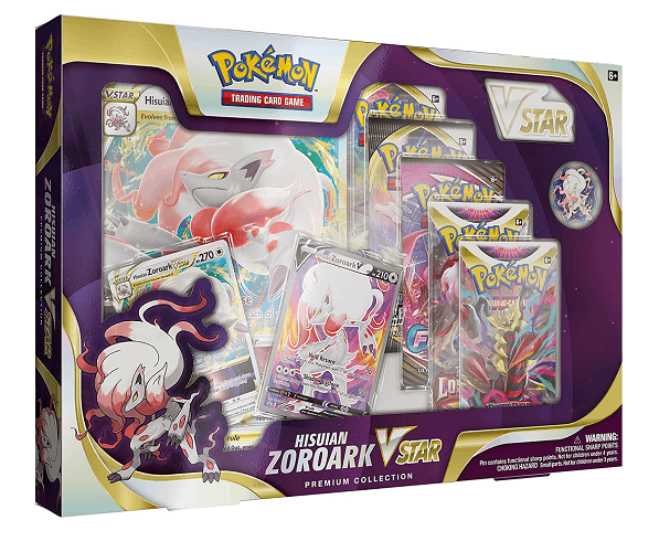 Pokemon TCG:Hisuian Zoroark VSTAR Premium Collection Box Set קלפי פוקימון מקוריים מארז סיכה וי