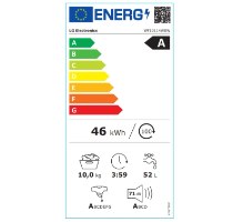 מכונת כביסה פתח קידמי 10 קג LG WFS 10114WBW AI DD במהירות 1400 סל"ד