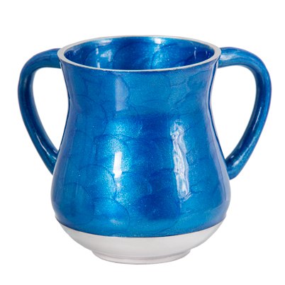 An Elegant Blue Aluminium Washing Cup 13 Cm With Glitter