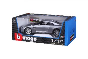 דגם מכונית בוראגו ניסאן ג'י טי אר כסופה 1/18 Bburago Nissan GT-R R35