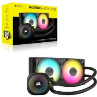 קירור נוזלי למעבד צבע שחור Corsair NAUTILUS 240 RS ARGB – מערכת הקירור הנוזלי עם שני מאווררי ARGB מוארים ואריזתה הצהובה