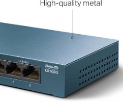 מתג שולחני TP-Link 8 Port 10/100/1000Mbps LS108G – מבט אלכסוני על מתכת איכותית
