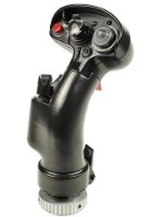בקר טיסה מתקדם Thrustmaster F/A-18C Hornet – מוט היגוי שחור עם כפתורים אדומים מתגים ובסיס מתכתי מחורץ
